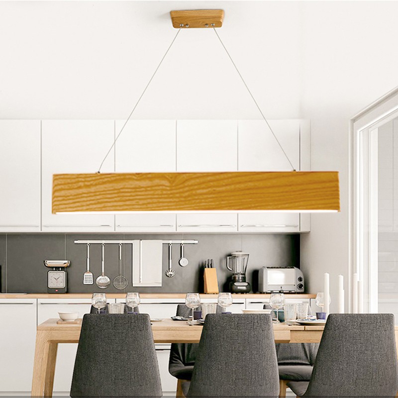 long wooden pendant light